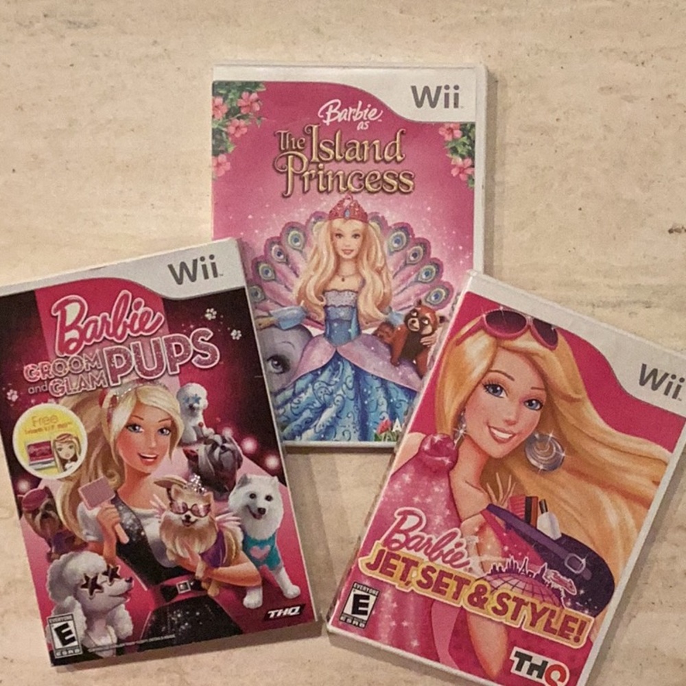 Barbie Groom & Glam Wii Game Island Princess & Jet Set & Style Lot Of 3 Nintendo